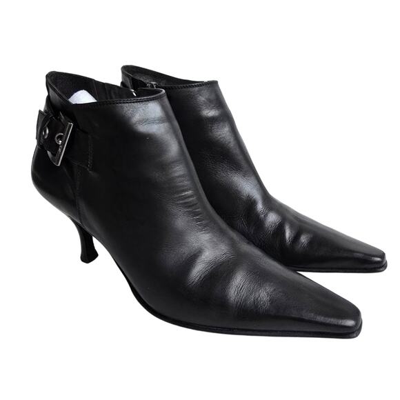 Pointed Toe Boot Donald J Pliner Loni Size 7 Black Leather Side Zip Ankle Bootie - Picture 2 of 11